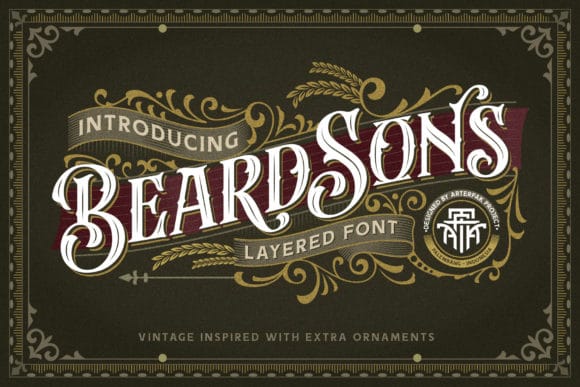 Beardsons blackletter font with vintage gothic style